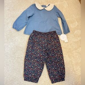 Edgehill Collection Blue and Cream Collar Top